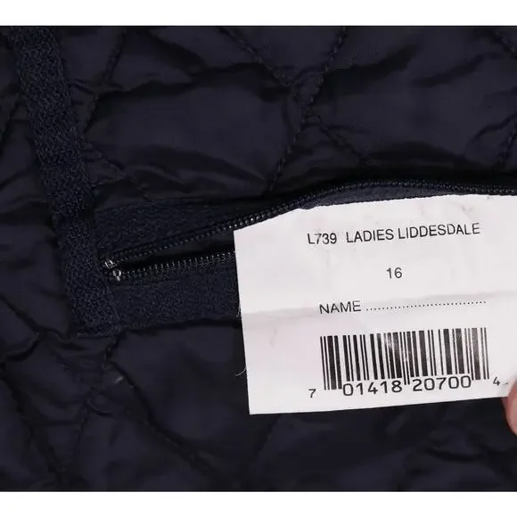 Barbour Ladies Liddesdale Navy Blue Diamond Quilted Jacket Coat US 12 - Picture 7 of 8